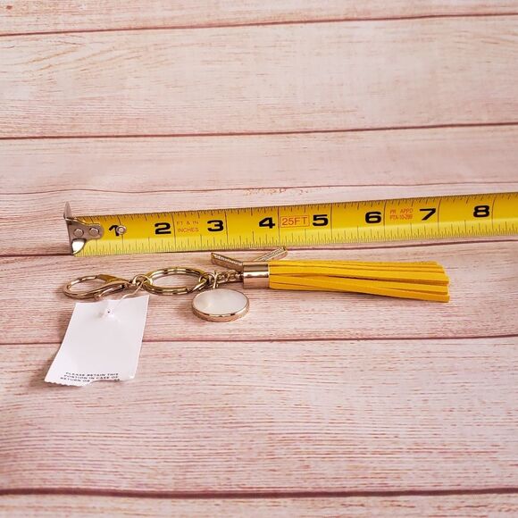 LOFT Leather Initial "K" Tassel Keychain/Handbag Charm Golden Yellow - Picture 4 of 4